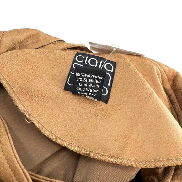 Clara‎ Sun Woo Liquid Leather Moto Jacket Camel Tan Size XS - Picture 14 of 14